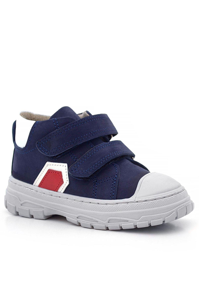 Rakerplus Tails Hakiki Deri Lacivert Kırmızı Cırtlı Çocuk Spor Bot