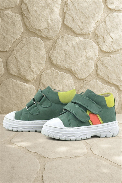Rakerplus Tails Hakiki Deri Yeşil Cırtlı Çocuk Spor Bot
