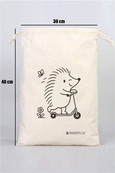 Rakerplus Tbons Özel Tasarım 30x40 cm Ham Bez Büzgülü Ayakkabı Torbası