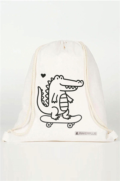 Rakerplus Tbons Özel Tasarım 35x40 cm Unisex Ham Bez Büzgülü Sırt Ayakkabı Çantası