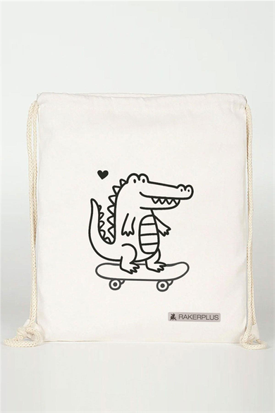 Rakerplus Tbons Özel Tasarım 35x40 cm Unisex Ham Bez Büzgülü Sırt Ayakkabı Çantası