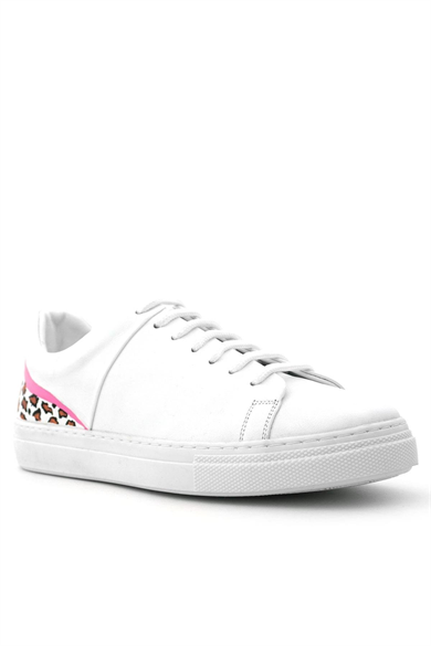 Rakerplus Tbons Özel Tasarım Beyaz Hakiki Deri Kadın Bağcıklı Sneaker Ayakkabı