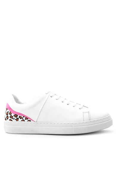 Rakerplus Tbons Özel Tasarım Beyaz Hakiki Deri Kadın Bağcıklı Sneaker Ayakkabı