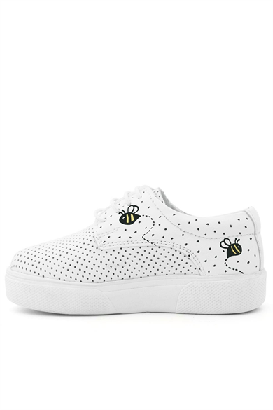 Rakerplus Tbons Özel Tasarım Hakiki Deri Beyaz Lastikli Çocuk Günlük Ayakkabı