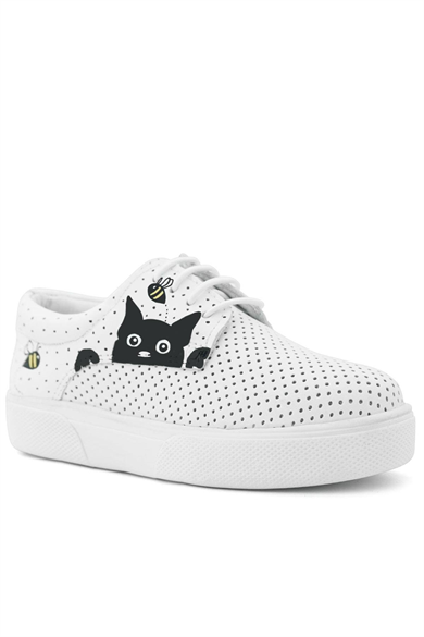 Rakerplus Tbons Özel Tasarım Hakiki Deri Beyaz Lastikli Çocuk Günlük Ayakkabı