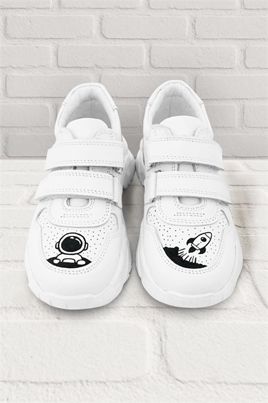 Rakerplus Tbons Özel Tasarım Hakiki Deri Beyaz Kız Çocuk Sneakers Ayakkabı