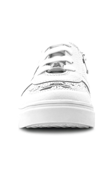 Rakerplus Tbons Özel Tasarım Hakiki Deri Beyaz Bağcıklı Fermuarlı Çocuk Ayakkabı