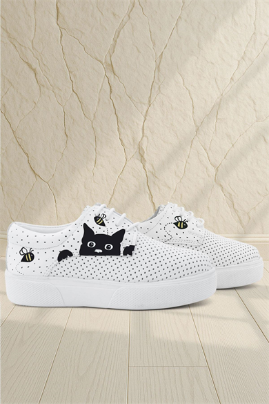 Rakerplus Tbons Özel Tasarım Hakiki Deri Beyaz Lastikli Çocuk Günlük Ayakkabı