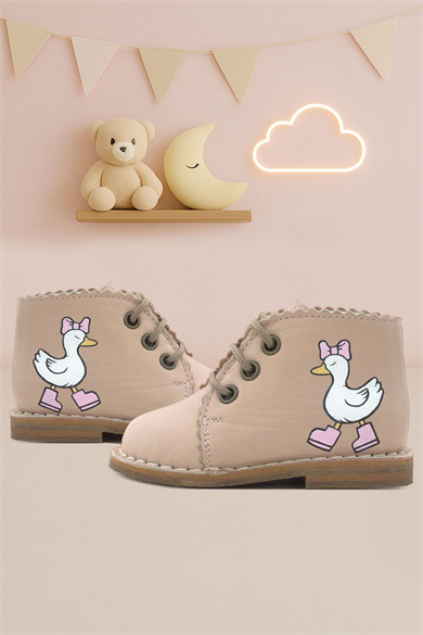 Rakerplus Tbons Özel Tasarım Handmade Hakiki Deri Pudra Kız Bebek Bot