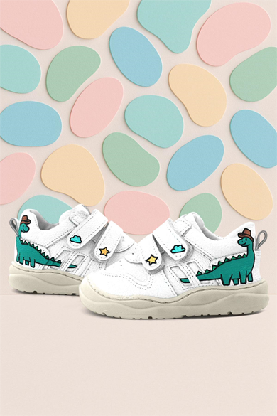 Rakerplus Tbons Özel Tasarım Schaggy Hakiki Deri Beyaz Bebek Spor Ayakkabı