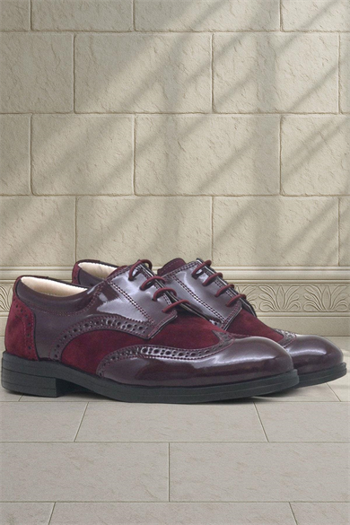 Rakerplus Titan Bordo Rugan Nubuk Bağcıklı Klasik Erkek Çocuk Ayakkabı