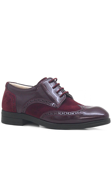 Rakerplus Titan Bordo Rugan Nubuk Bağcıklı Klasik Erkek Çocuk Ayakkabı