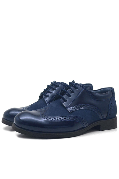 Rakerplus Titan Hakiki Deri Lacivert Klasik Erkek Çocuk Ayakkabısı