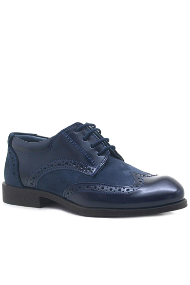 Rakerplus Titan Hakiki Deri Lacivert Klasik Erkek Çocuk Ayakkabısı