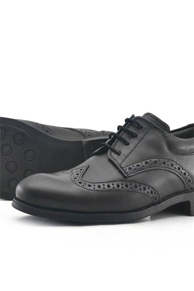 Rakerplus Titan Hakiki Deri Siyah Klasik Erkek Çocuk Ayakkabısı