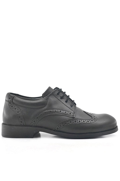 Rakerplus Titan Hakiki Deri Siyah Klasik Erkek Çocuk Ayakkabısı