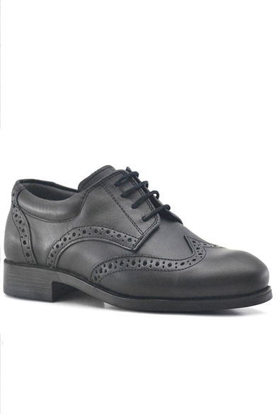 Rakerplus Titan Hakiki Deri Siyah Klasik Erkek Çocuk Ayakkabısı