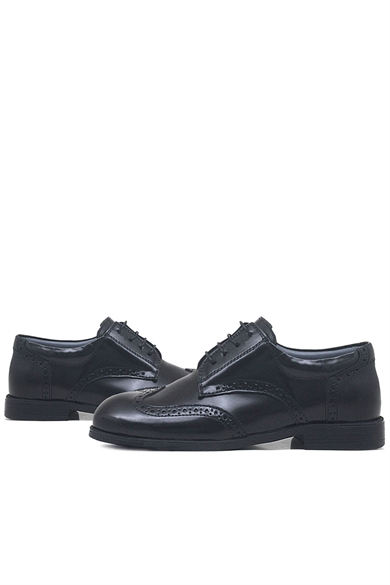 Rakerplus Titan Hakiki Deri Siyah Rugan Klasik Erkek Çocuk Ayakkabı