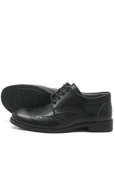 Rakerplus Titan Hakiki Deri Siyah Rugan Klasik Erkek Çocuk Ayakkabı