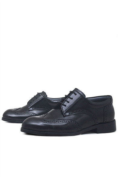 Rakerplus Titan Hakiki Deri Siyah Rugan Klasik Erkek Çocuk Ayakkabı