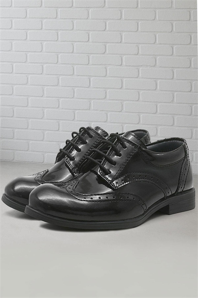 Rakerplus Titan Hakiki Deri Siyah Rugan Klasik Erkek Çocuk Ayakkabı