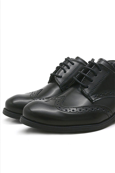 Rakerplus Titan Hakiki Deri Siyah Rugan Klasik Erkek Çocuk Ayakkabı