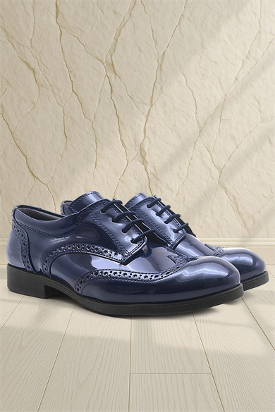 Rakerplus Titan Lacivert Rugan Bağcıklı Klasik Erkek Çocuk Ayakkabı