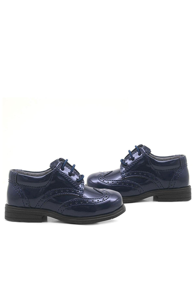 Rakerplus Titan Lacivert Rugan Bağcıklı Klasik Erkek Bebek Ayakkabı