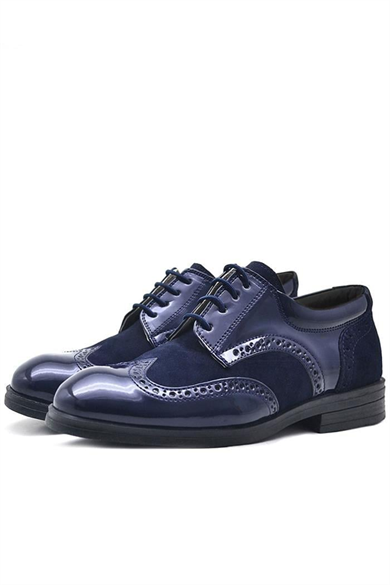 Rakerplus Titan Lacivert Rugan Bağcıklı Süet Detaylı Klasik Erkek Çocuk Ayakkabı