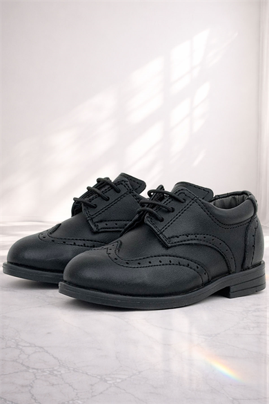 Rakerplus Titan Siyah Mat Bağcıklı Erkek Bebek Ayakkabı