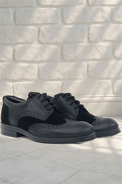 Rakerplus Titan Siyah Mat Bağcıklı Klasik Erkek Genç Ayakkabı