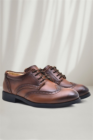 Rakerplus Titan Taba Bağcıklı Klasik Erkek Çocuk Abiye Ayakkabı