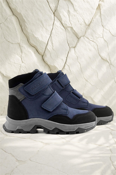 Rakerplus Trekking Hakiki Deri Lacivert Cırt Cırtlı Erkek Çocuk Bot
