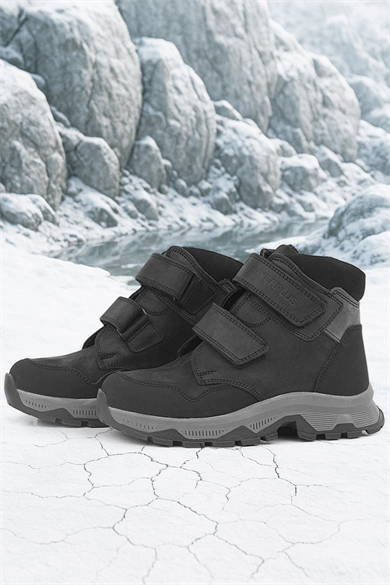 Rakerplus Trekking Hakiki Deri Siyah Cırtlı Erkek Çocuk Bot