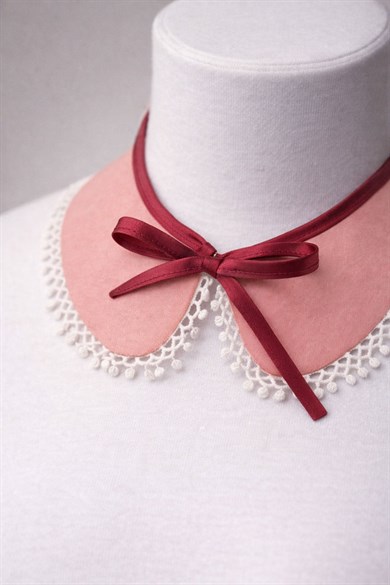 Rakerplus Vintage Tarz Kurdeleli Pembe Kız Çocuk Yakalık