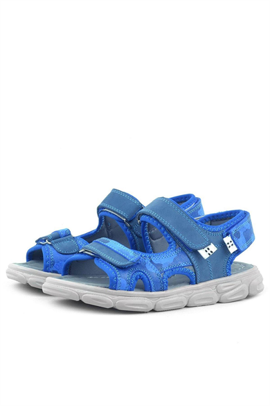 Rakerplus Wisps Hakiki Deri Mavi Kamuflaj Çocuk Sandalet