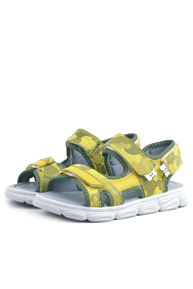 Rakerplus Wisps Hakiki Deri Yeşil Kamuflaj Çocuk Sandalet