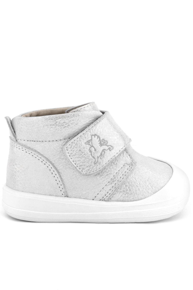 Rakerplus Yoohoo Hakiki Deri Beyaz Simli Cırtlı Unisex Bebek Bot