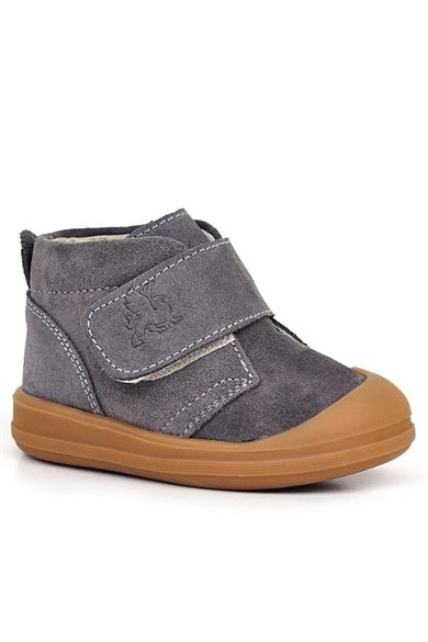 Rakerplus Yoohoo Hakiki Deri Koyu Gri Cırtlı Unisex Bebek Bot