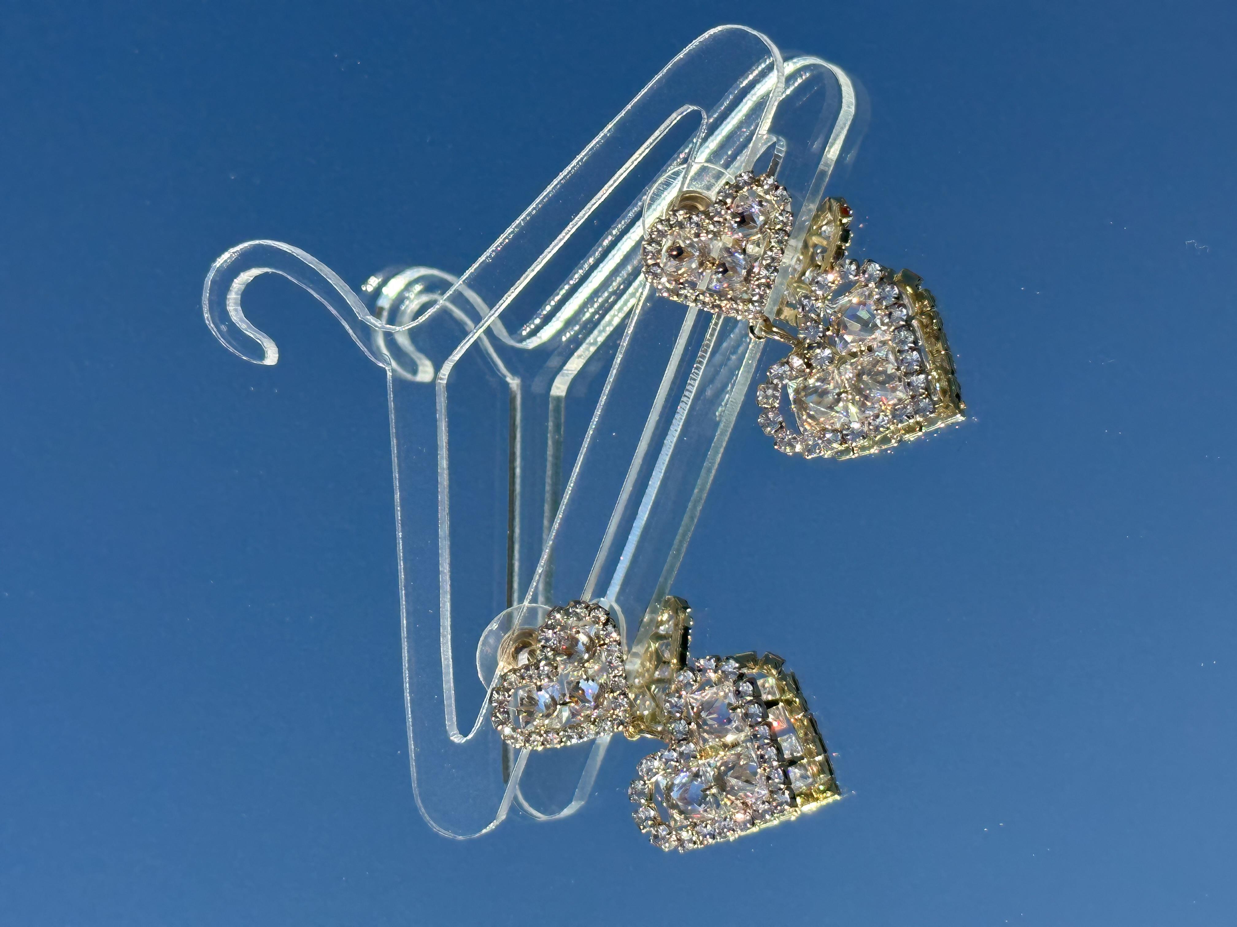 Işıltılı Çift Kalpli Küpe