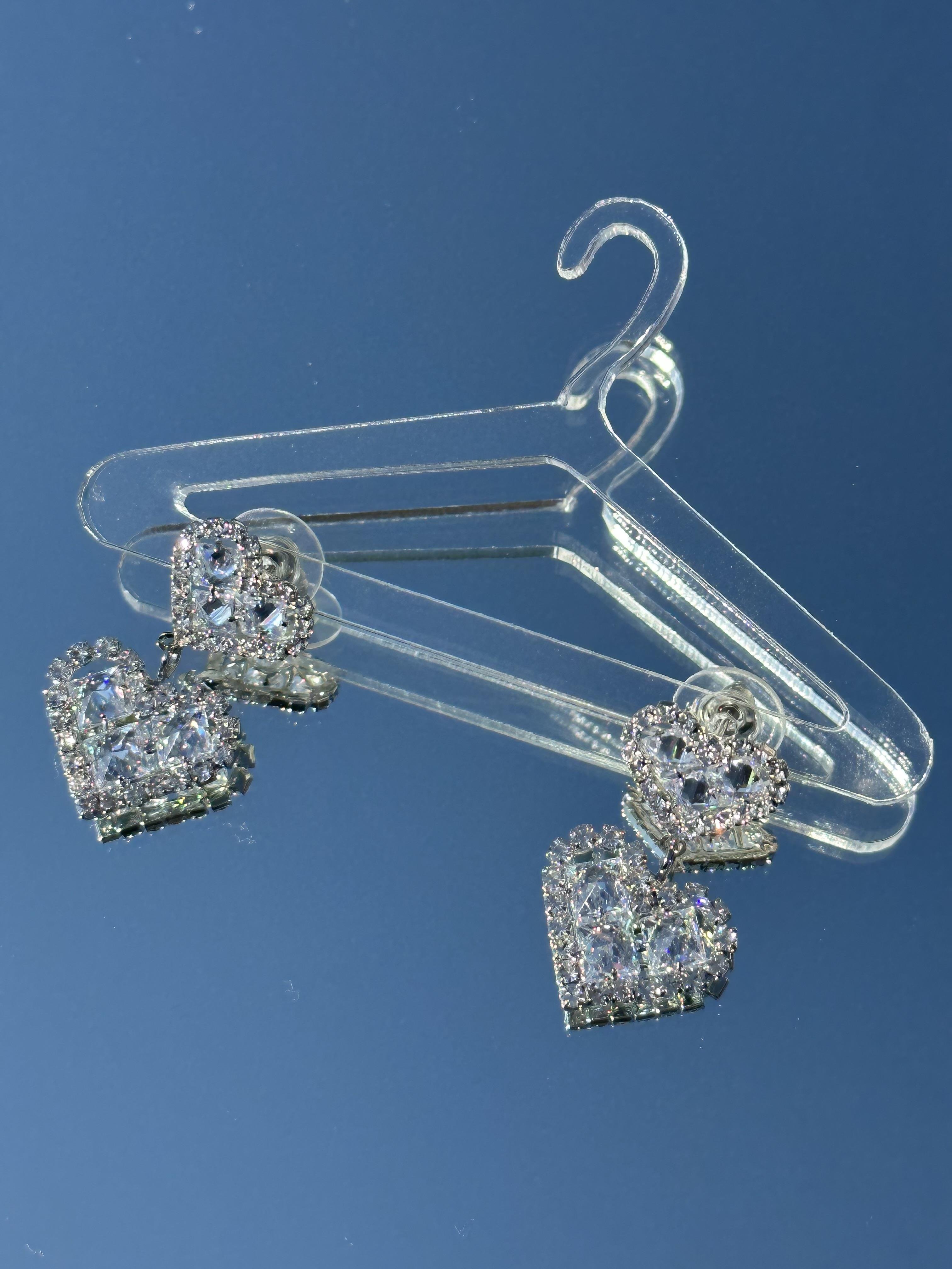 Işıltılı Çift Kalpli Küpe