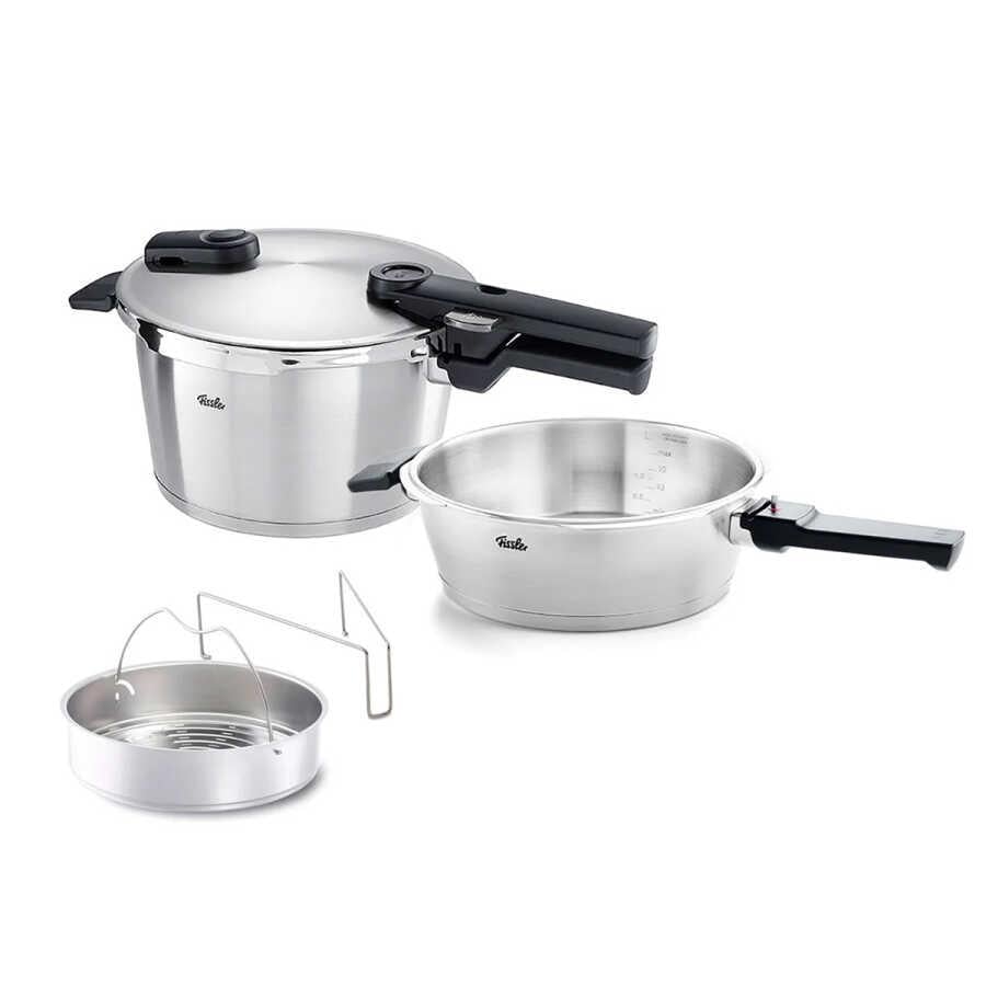 FisslerFissler Vitaquick Premium 4,5+2,5 Litre Düdüklü Tencere + Buharda Pişirme Aparatı