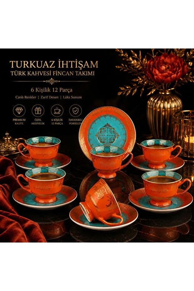 Rose SoleilRosé Soleil 6 Kişilik 12 Parça Türk Kahvesi Fincan Takımı