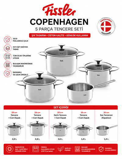 FisslerFissler Copenhagen 9 Parça Cam Kapak Tencere Seti