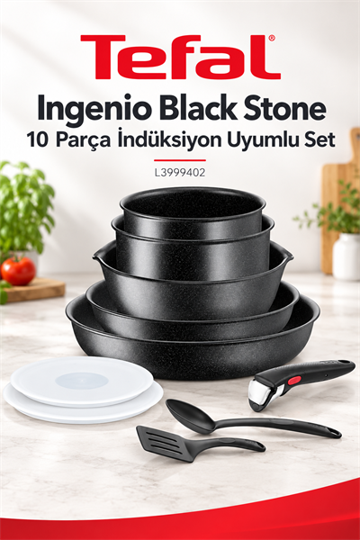 TefalIngenio Black Stone L3999402 Set 10 Parça- Induction