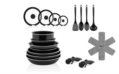 LeggnoLeggno All-In-One Diamond Pro Seramik Tencere ve Mutfak Seti 23 Parça Siyah