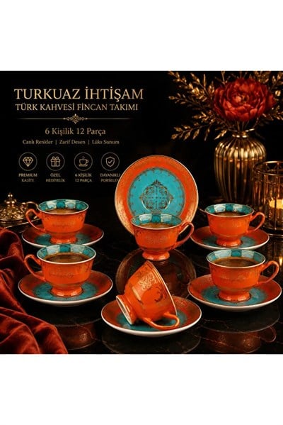 Rose SoleilRosé Soleil 6 Kişilik 12 Parça Türk Kahvesi Fincan Takımı