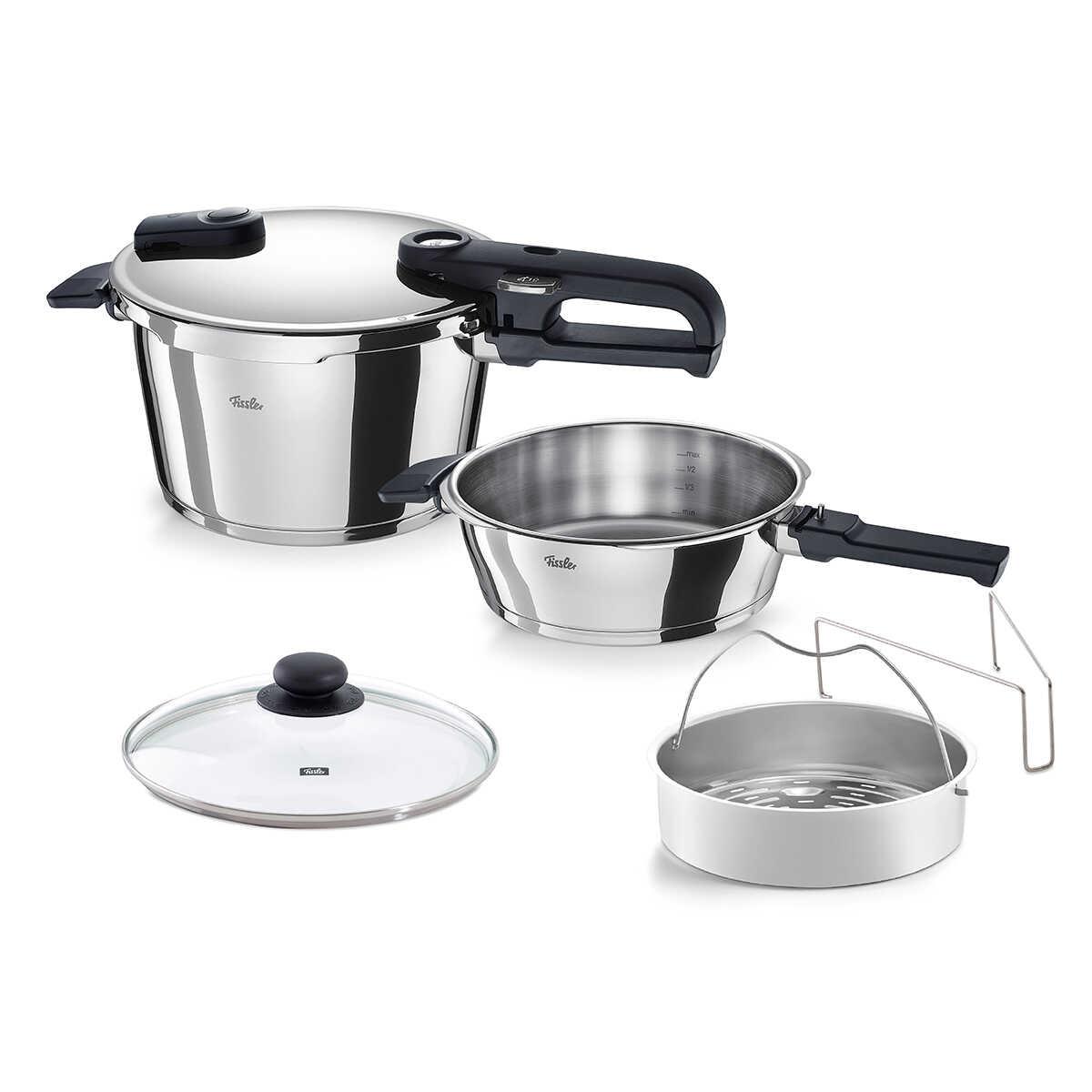 FisslerFissler Vitaquick Glossy 4,5+2,5lt Düdüklü Tencere + Fissler Cam Kapak 22CM Paslanmaz Çelik
