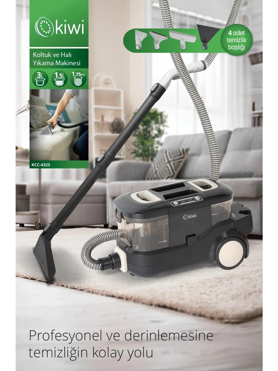 KiwiKiwi KCC-4325W Siyah Pencere Temizleme Aparatlı Koltuk Halı Yıkama ve Makinesi