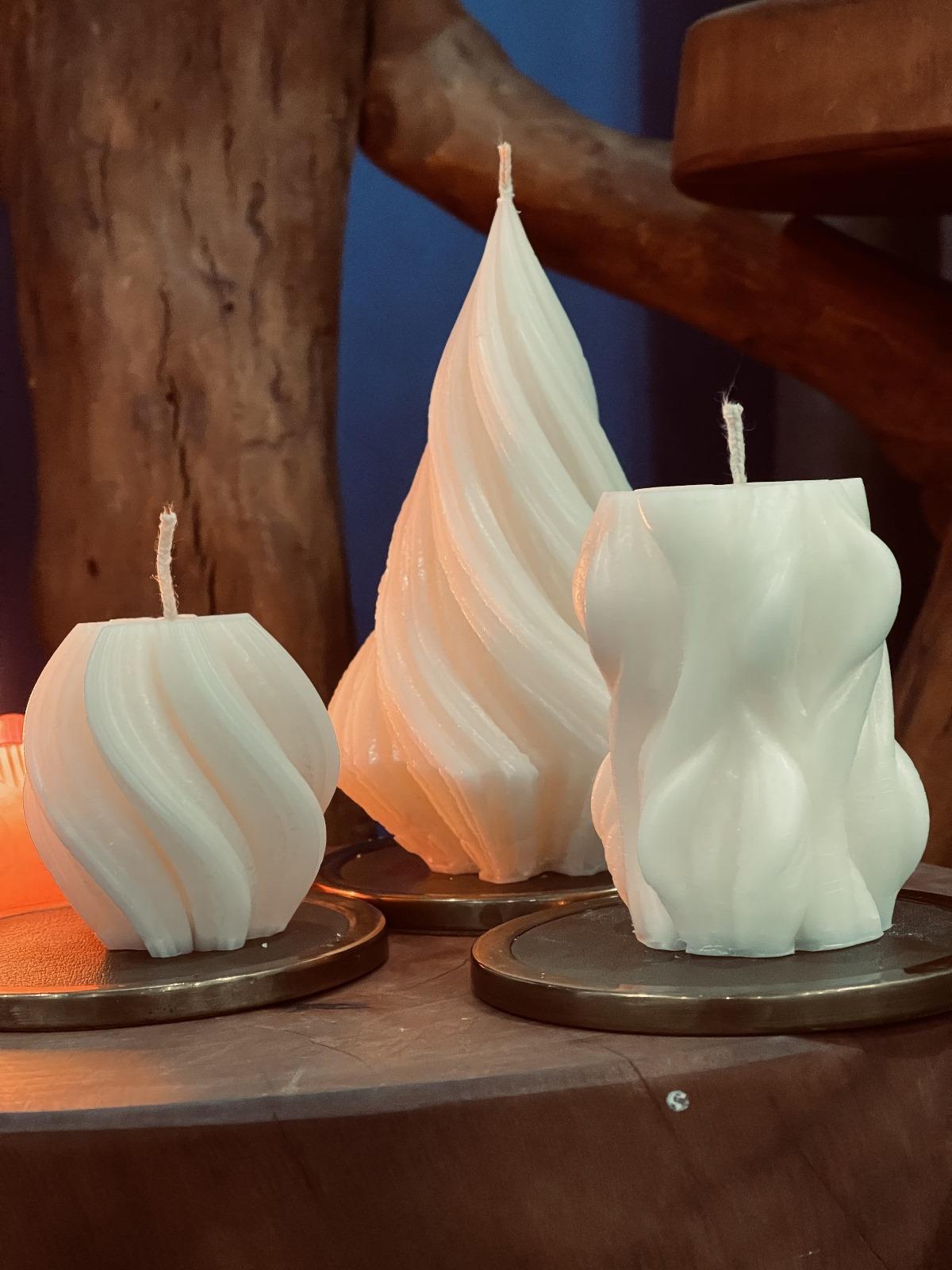 Mumias CandleMumias Candle 3'lü Dalgalı Model & Yılbaşı Ağacı Spiral Model ve Dönence Model Dekoratif Mum Seti